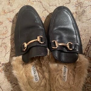 Steve Madden Black Loafers with Gold Accent